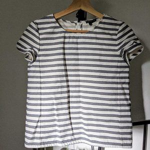 Theory white grey stripe shirt